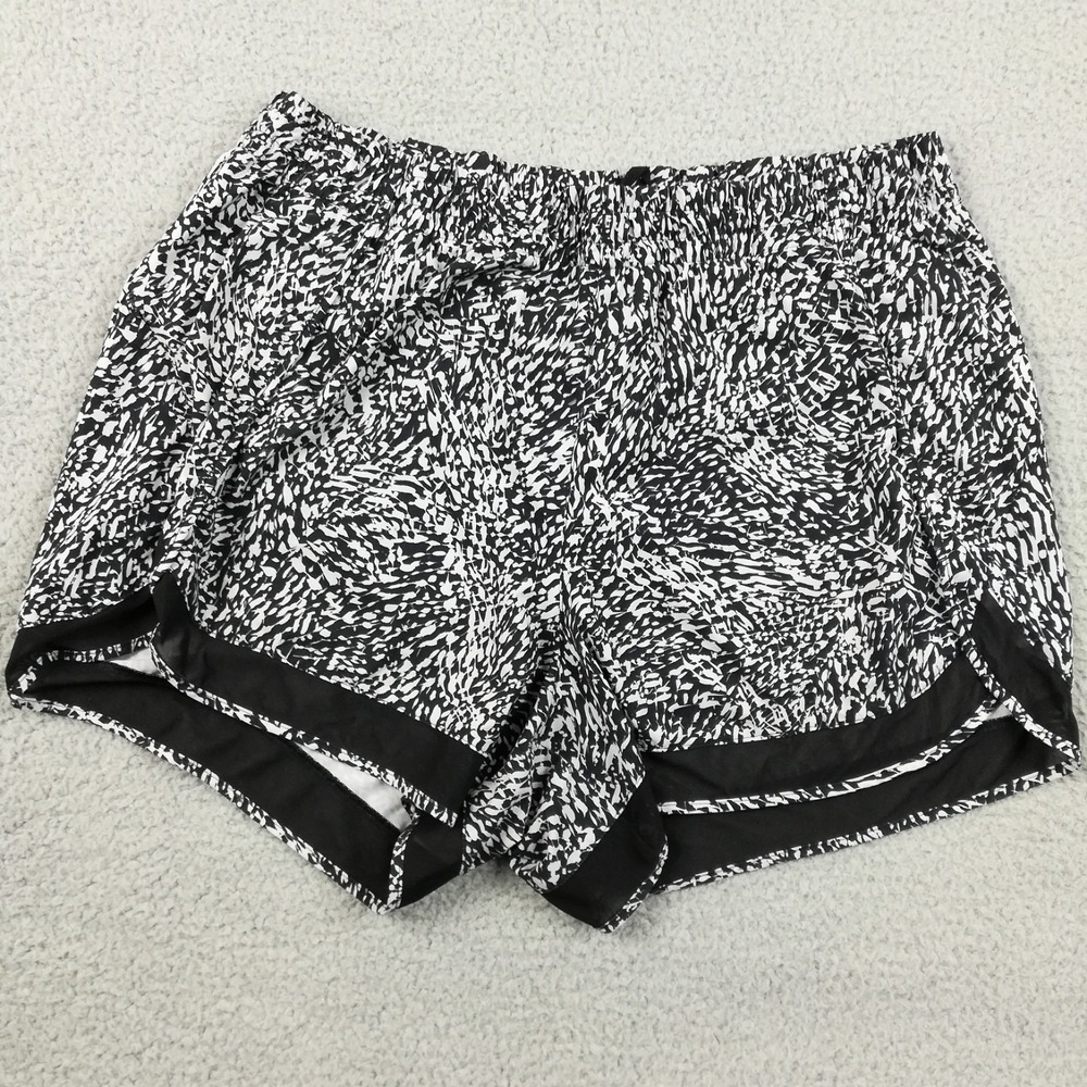 Athleta Womens Shorts Mesh Racer Running 4" Printed Black Gray Plus 1X